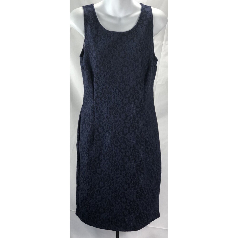 NWT Sleeveless Sheath Dress 10 Blue/Blk Lace Knee Length Open Back Whimsy Goth